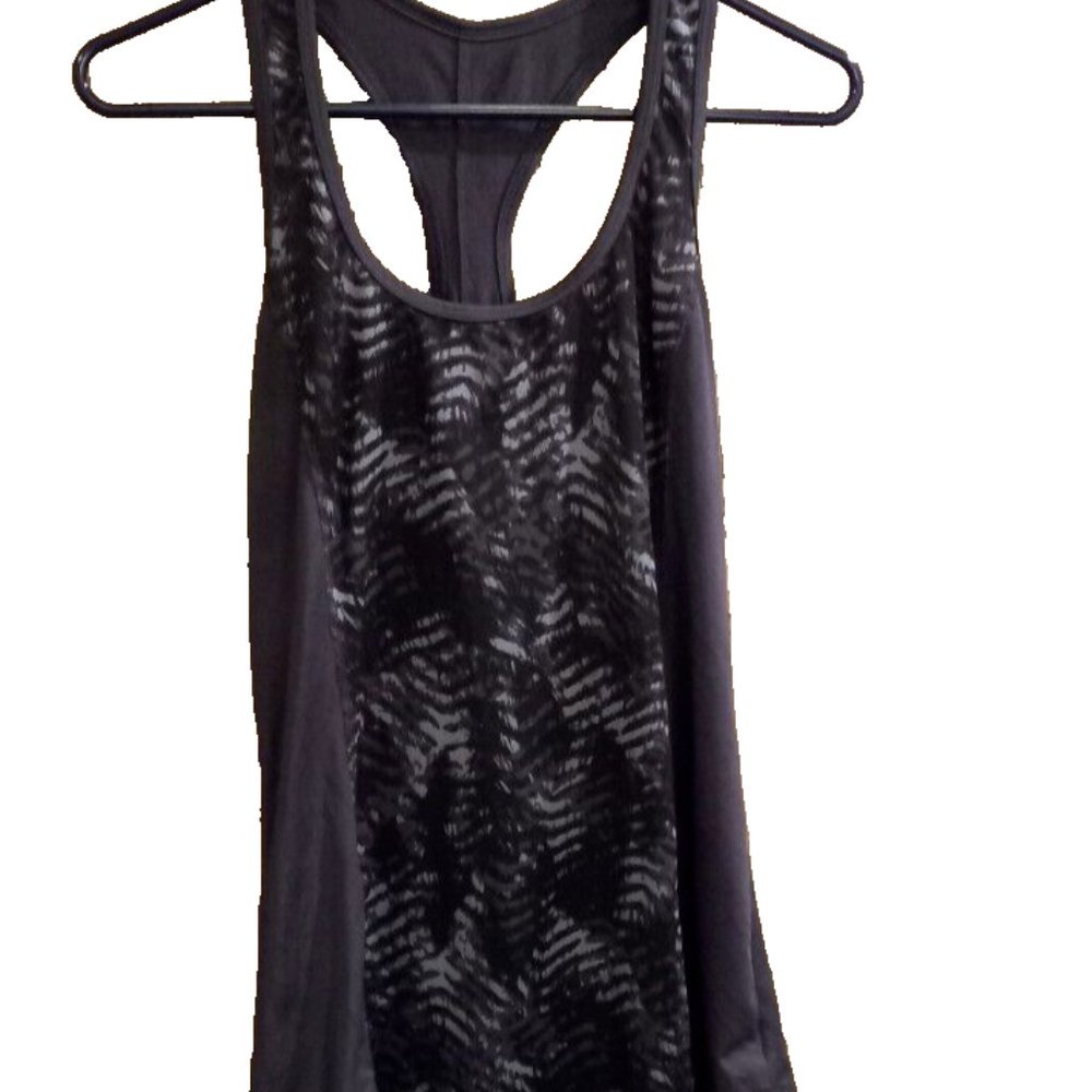Womans Tank Top size large grey & black t back fitness clothing